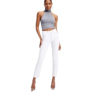 Good American Good Legs Straight High Rise Stretch White Jeans Like New Size 4